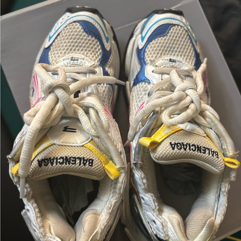 Balenciaga Kids White and Blue Sneakers